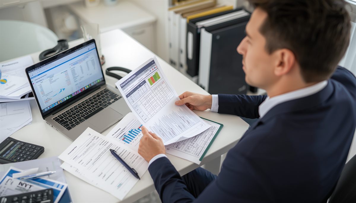 Tax and accounting professional preparing financial documents